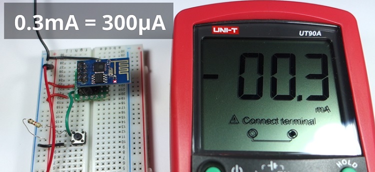 Veille profonde ESP8266 avec Arduino IDE (NodeMCU) 13 Mesurer le courant en mode veille profonde ESP8266