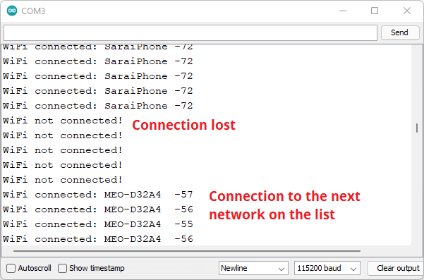 ESP32 WiFiMulti Connectez-vous au réseau Wi-Fi le plus puissant 4 Exemple WiFiMulti avec l'ESP32 Connectez-vous au réseau suivant sur la liste