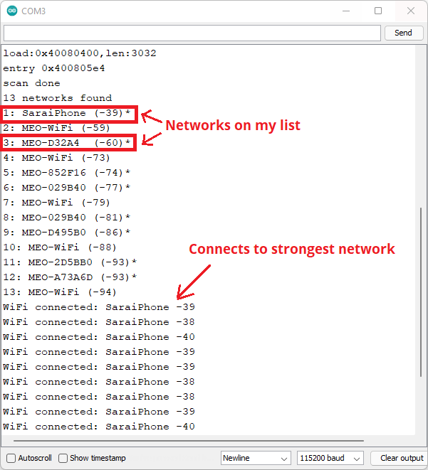 ESP32 WiFiMulti Connectez-vous au réseau Wi-Fi le plus puissant 3 Exemple WiFiMulti avec l'ESP32 Scan et connexion au réseau