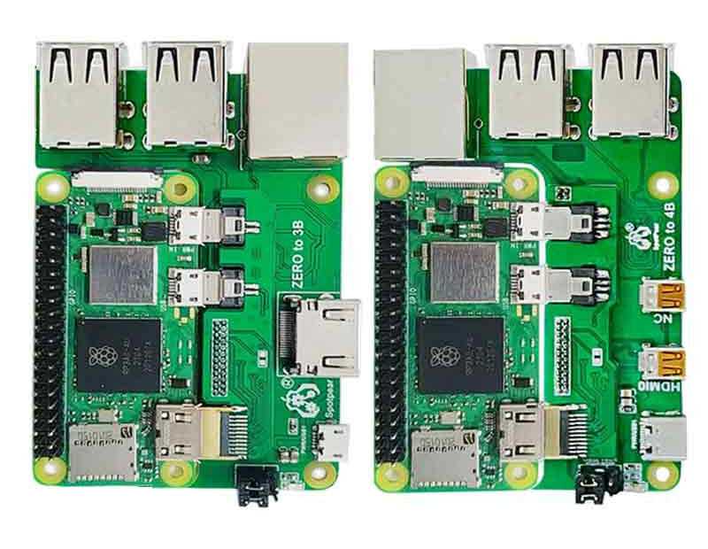Les adaptateurs convertissent Raspberry Pi Zero 2 W en Raspberry Pi 3 ou 4