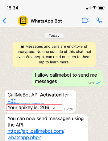 Obtenir la clé API CallMeBot
