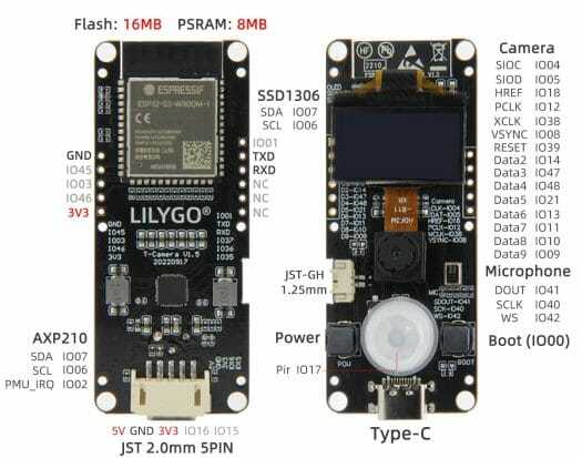 Capteur PIR d'affichage de caméra embarquée ESP32-S3