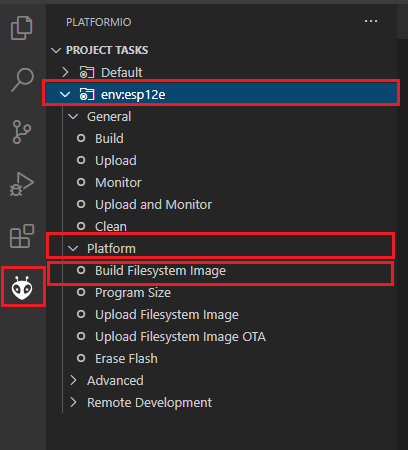 Construire l'image du système de fichiers VS Code PlatformIO ESP8266 NodeMCU