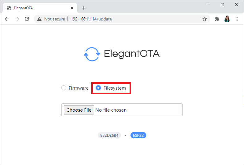 Télécharger des fichiers sur le système de fichiers Elegant OTA