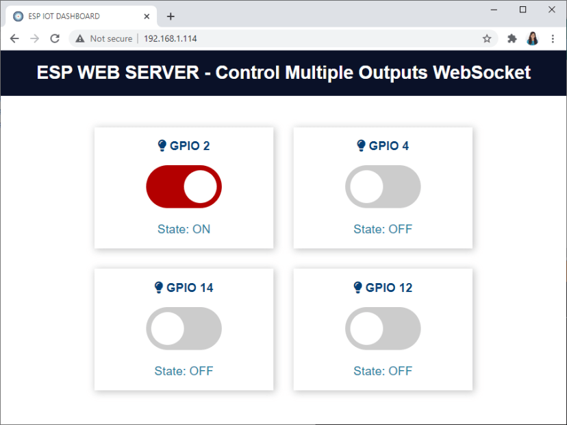 Contrôler plusieurs sorties ESP32 ESP8266 Serveur Web Websocket