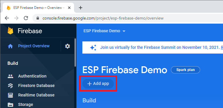 Firebase Ajouter une application au projet