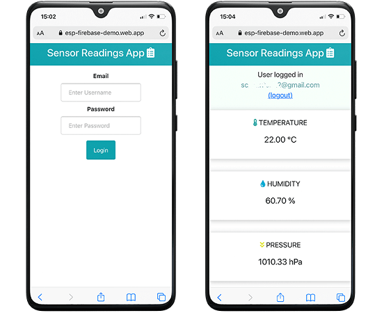 ESP32 ESP8266 Relevés des capteurs Application Web Firebase