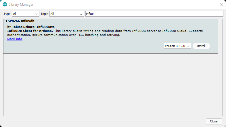 Installer la bibliothèque InfluxDB Arduino IDE