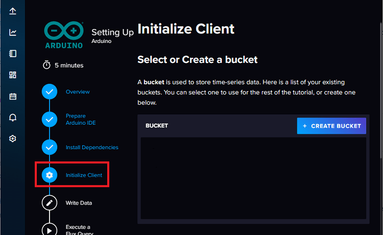 InfluxDB Cloud Arduino initialiser le client