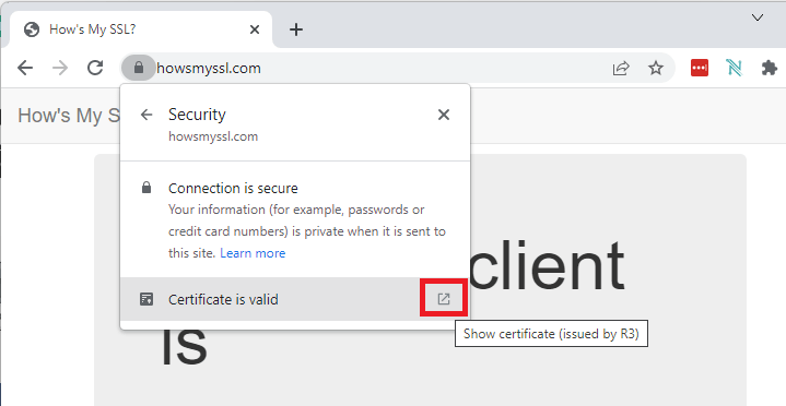 Informations SSL sur le certificat de site Web de Google Chrome