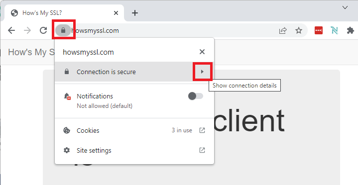 Certificat de site Web Google Chrome SSL
