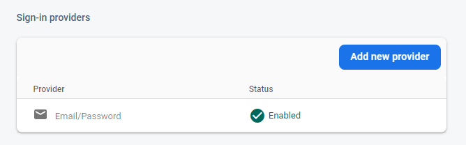 Authentification Firebase avec e-mail/mot de passe activé