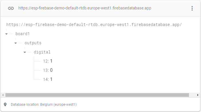 Base de données en temps réel Firebase Enregistrement des états ESP GPIO