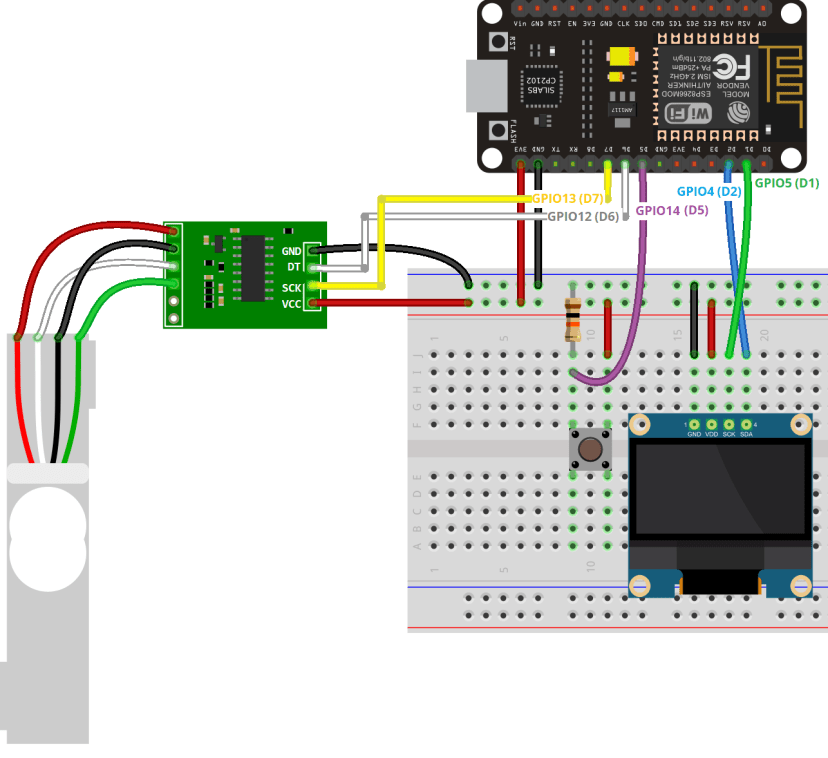 ESP8266 NodeMCU avec cellule de charge et amplificateur HX711 (balance numérique) 18 Schéma de principe de la balance numérique ESP8266