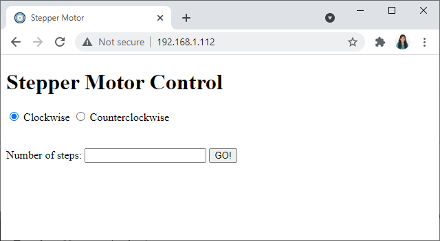 Formulaire HTML du serveur Web de contrôle de moteur pas à pas ESP32 ESP8266