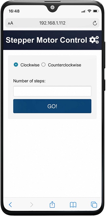 Formulaire HTML du serveur Web du moteur pas à pas ESP32 ESP8266 avec CSS