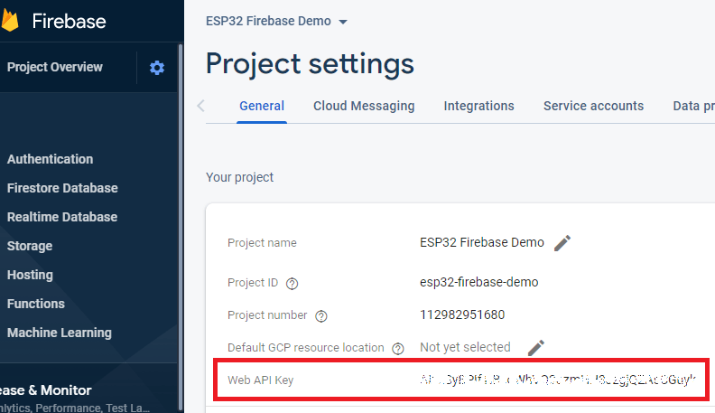 Clé API du projet Firebase