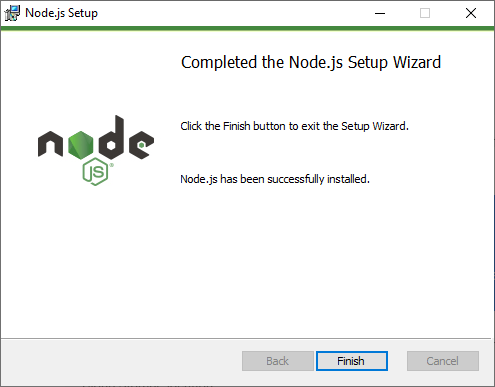 Installer NodeJS Terminer l'installation