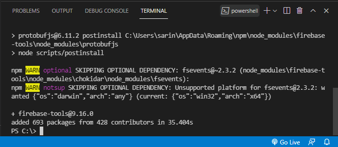 Installer les outils Firebase 2