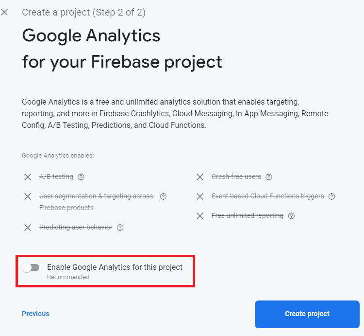 Configurer le projet Firebase pour ESP32 et ESP8266 Étape 2