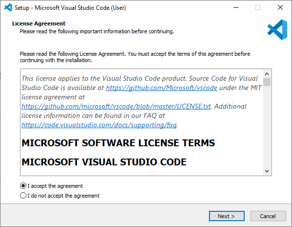 Assistant d'installation de Microsoft Visual Studio Code VS Code