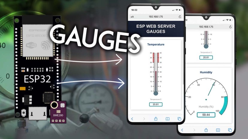 Serveur Web ESP32 : afficher les lectures des capteurs dans les jauges 2 Lectures du capteur d'affichage du serveur Web ESP32 dans les jauges Arduino IDE