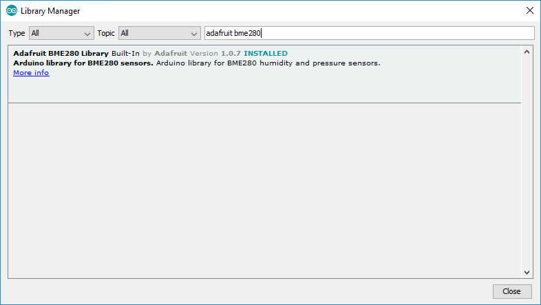 Installation de la bibliothèque BME280 dans l'IDE Arduino
