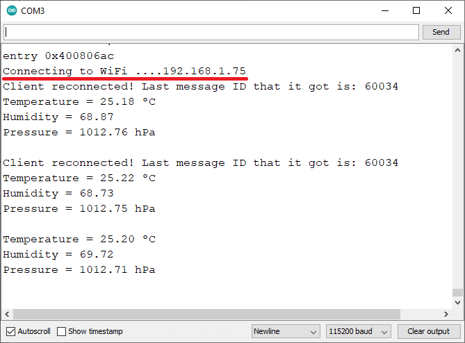 Serveur Web ESP8266 NodeMCU utilisant la démonstration du moniteur série des événements envoyés par le serveur