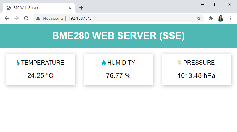 Serveur Web BME280 utilisant les événements envoyés par le serveur (SSE) ESP8266 NodeMCU Arduino