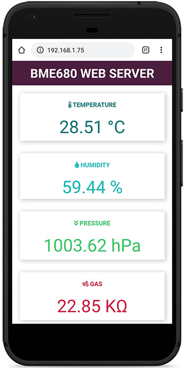 Démonstration du serveur Web ESP32 ou ESP8266 NodeMCU Board avec capteur de gaz BME680