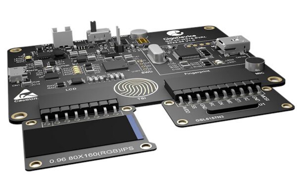 La carte GigaDevice GD-xD-W515-EVAL comprend un MCU GD32W515 Cortex-M33 ...