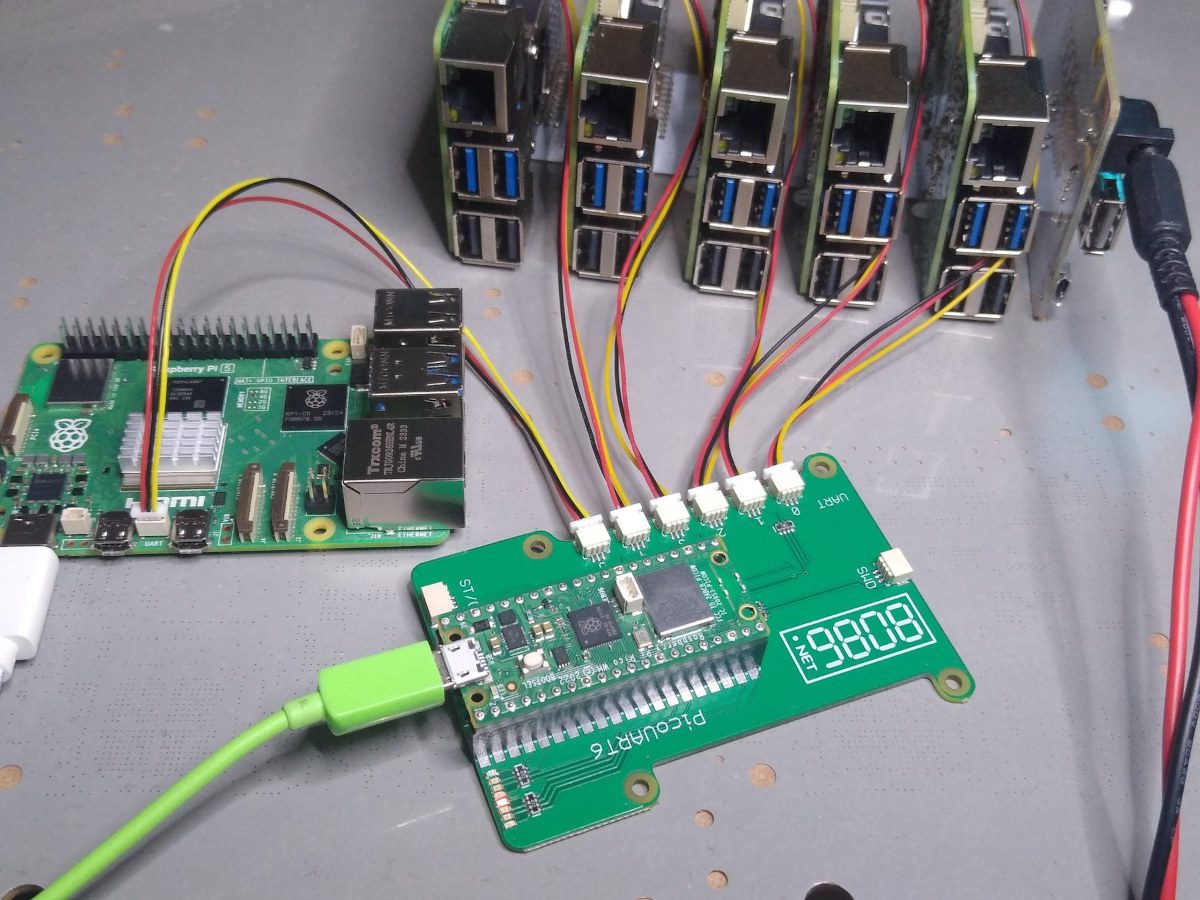 Le pont PicoUART6 6x UART vers USB prend en charge jusqu'à 6 cartes Raspberry Pi 5