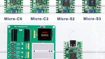 Microflex MCU board with ESP32 and RP2040 microcontrollers