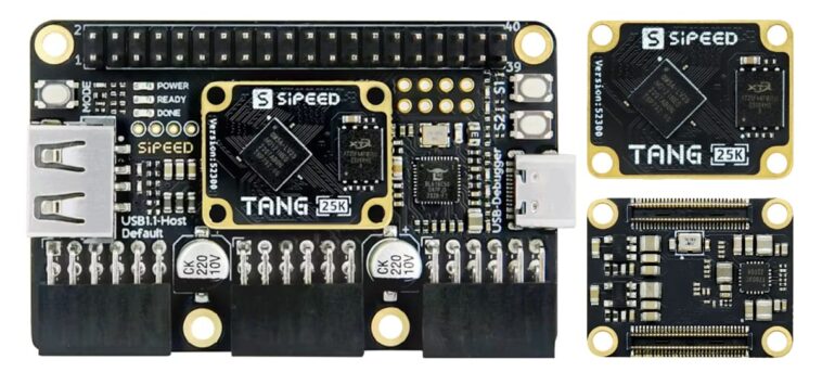 La carte Sipeed Tang Primer 25K comprend 23 040 cellules logiques pour le prototypage et le développement de FPGA 1 Shipped has recently introduced the Tang Prime 25K, an FPGA board powered by Gowin Semi GW5A-LV25MG121 chip. This board features 23,040 LUTs, USB Host capability, and an optional SDRAM module that unlocks vintage gaming.