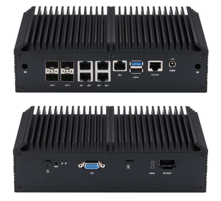 Le « mini PC » sans ventilateur Qotom Q20332G9-S10 comprend quatre ports 10 GbE et cinq ports 2,5 GbE 1 Le « mini PC » sans ventilateur Qotom Q20332G9-S10 comprend quatre ports 10 GbE et cinq ports 2,5 GbE