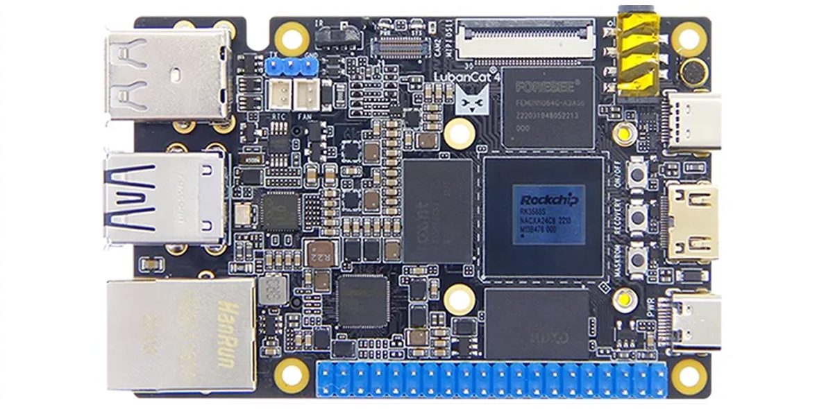 Ordinateur à cartes EmbedFire LubanCat 4 - Une carte de développement Rockchip RK3588S avec une prise mini PCIe pour WiFi ou 4G LTE