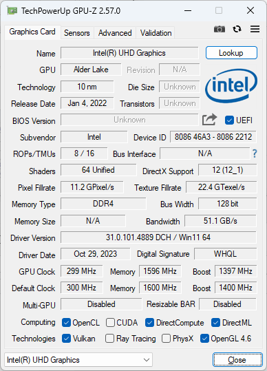 Beelink SEi12 i7-12650H GPU-Z Beelink SEi12 i7-12650H GPU-Z