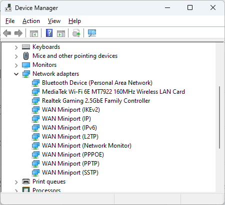 Adaptateurs réseau GEEKOM A7 Device Manager