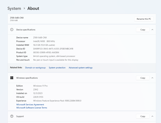 MINIX Z100-0dB Windows 11 À propos