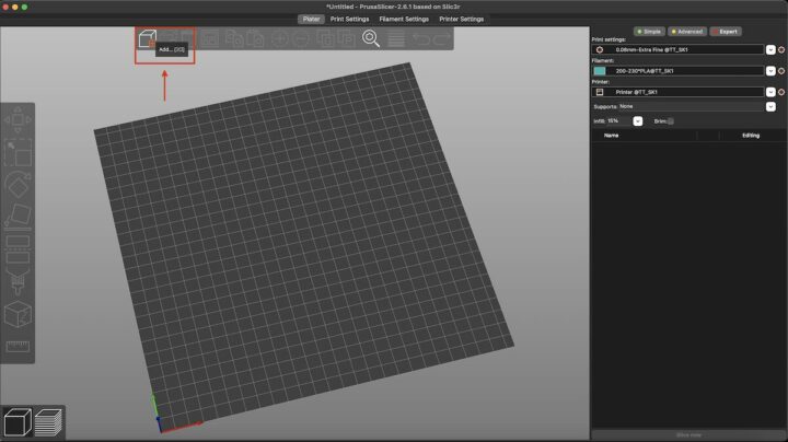 PrusaSlicer Ajouter un modèle de fichier 3D PrusaSlicer Ajouter un modèle de fichier 3D