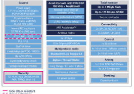 Microcontrôleurs STM32WBA avec Bluetooth LE 5.4, Zigbee, Thread et Matter pour se conformer aux réglementations américaines et européennes en matière de cybersécurité 25 STM32WBA54 and STM32WBA55 block diagram