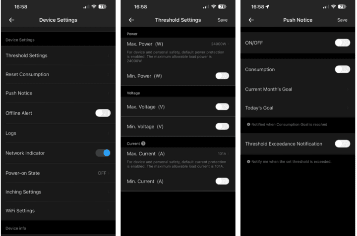 Paramètres eWeLink de la bague Sonoff POW