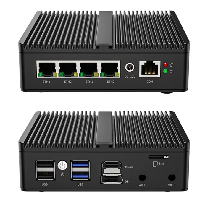 INCTEL N100 Mini PC 2 en 1 et micro-pare-feu noir