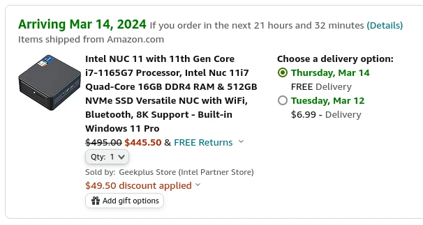 Code promo Intel NUC 11 10 % de réduction