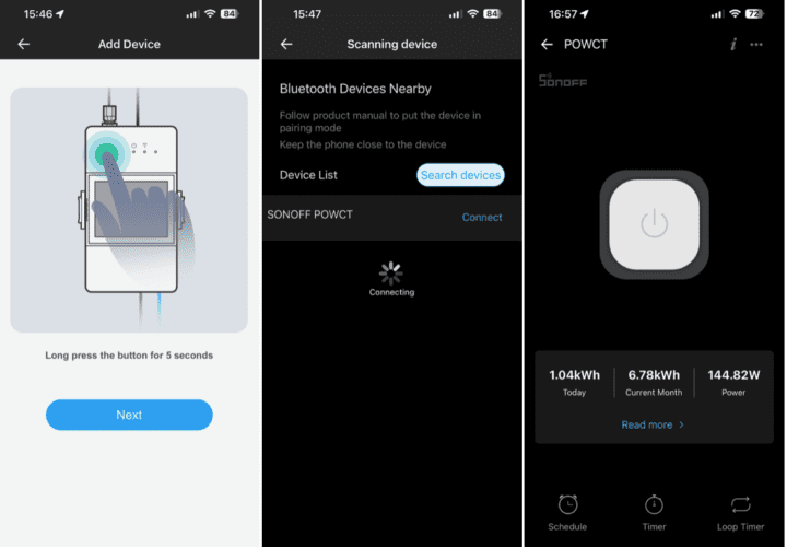 Configuration eWeLink de l'anneau POW Sonoff
