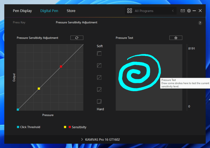 Test de pression du stylet numérique Test de pression du stylet numérique