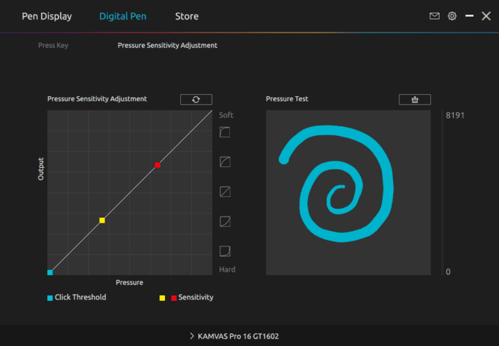Test de pression de la tablette Huion Test de pression de la tablette Huion