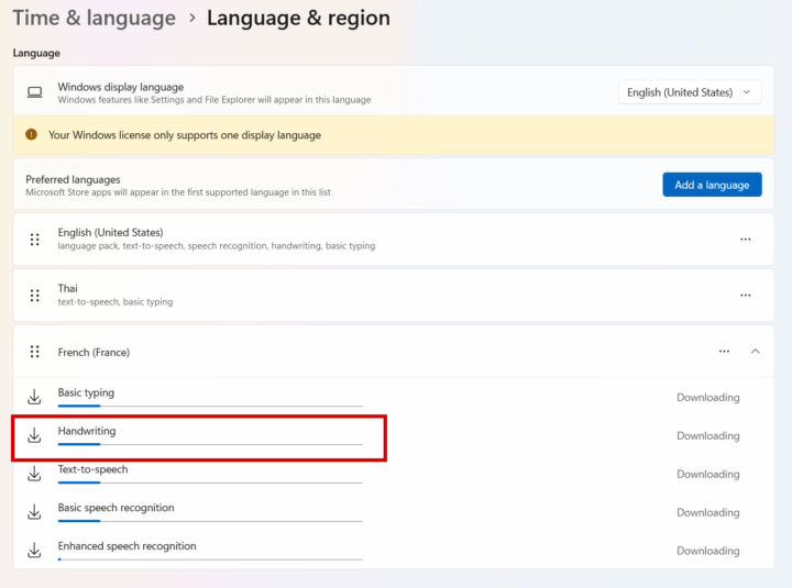 Prise en charge de l'écriture manuscrite de Windows 11 Prise en charge de l'écriture manuscrite de Windows 11