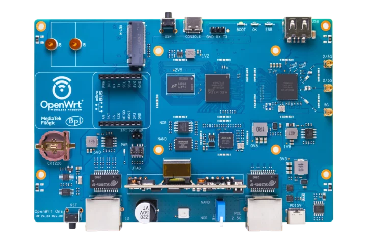 Haut de la carte OpenWrt One Haut de la carte OpenWrt One