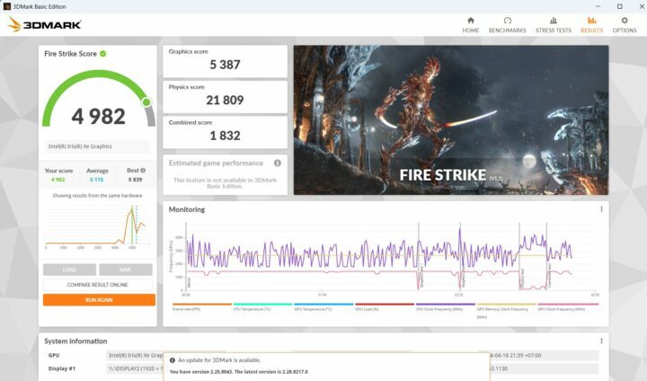 Référence GPU GEEKOM XT12 Pro 3Dmark Fire Strike Référence GPU GEEKOM XT12 Pro 3Dmark Fire Strike